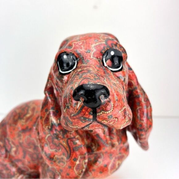 Vintage Decoupage White's Whachamacallits Hand Made Basset Hound Statue … - Picture 6 of 12